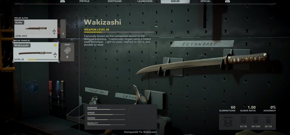 Nachdem ihr die Challenge absolviert habt, könnt ihr das Wakizashi in eurem Menü von Black Ops Cold War ausrüsten. Nachdem ihr die Challenge absolviert habt, könnt ihr das Wakizashi in eurem Menü von Black Ops Cold War ausrüsten.