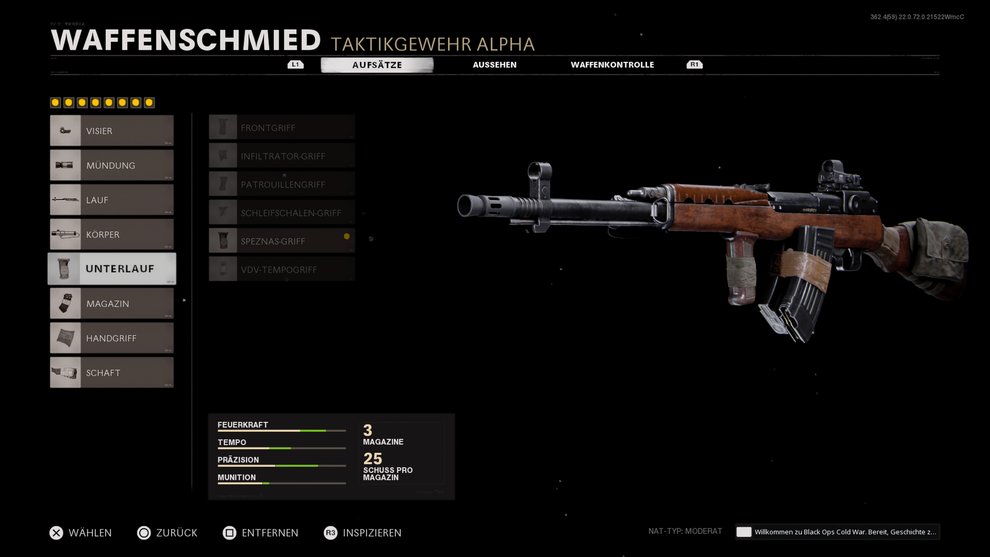 Wenn ihr durch die Wildcard „Revolverheld“ alle 8 Aufsätze zur Verfügung habt, könnt ihr diese Attachments verwenden. Beispiel für ein Revolverhelden-Setup des Typ 63s.