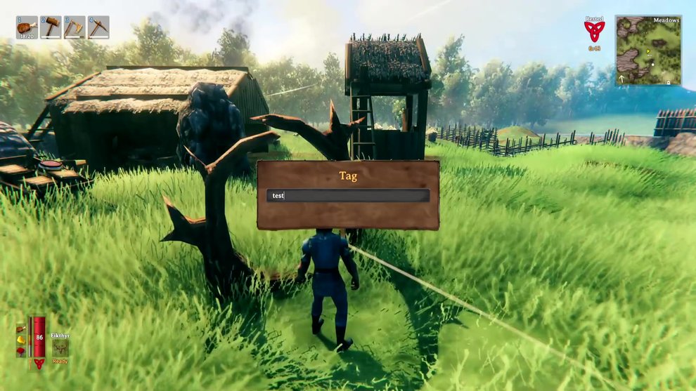 Verbindet Portale, indem ihr ihnen den exakt gleichen Namen gebt. Beachtet dabei unbedingt Groß- und Kleinschreibung! Valheim Portal Tag