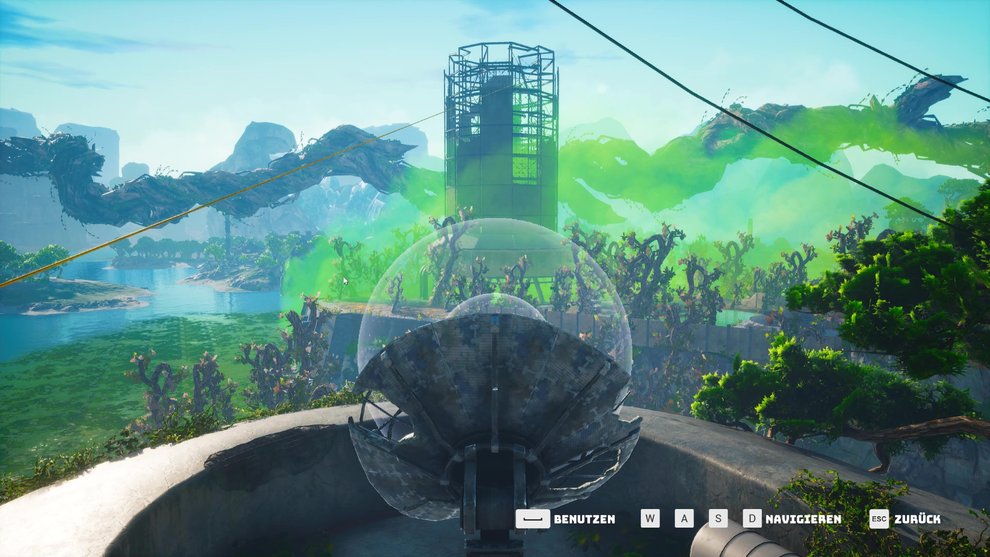Richtet die Signalschüssel 3F auf den Turm aus, um in Biomutant den Radioaktivitätsschutzanzug zu finden. Biomutant Signalschüssel Radioaktivität