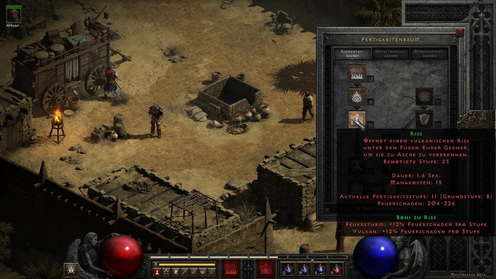 Die Fähigkeiten Riss fügt mehrere 100 Schadenspunkte zu und gehört damit zu den stärksten Skills zum Beginn von Diablo 2: Resurrected. Diablo 2 Resurrected Druide Skills