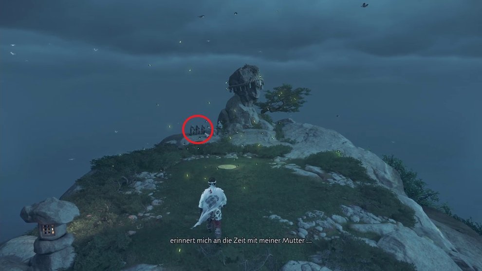 Stehen an dieser Stelle alle drei Affenstatuen nebeneinander, habt ihr alle Aktionen korrekt ausgeführt (Ghost of Tsushima). Stehen an dieser Stelle alle drei Affenstatuen nebeneinander, habt ihr alle Aktionen korrekt ausgeführt (Ghost of Tsushima).