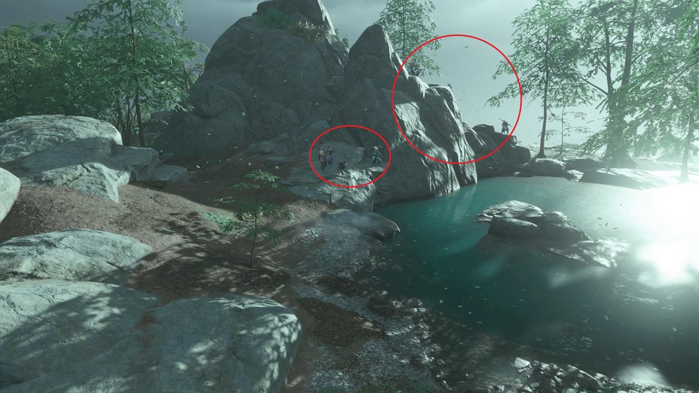 Erledigt diese beiden Gegnergruppen, um die Bauern zu retten und die Quest abzuschließen (Ghost of Tsushima). Erledigt diese beiden Gegnergruppen, um die Bauern zu retten und die Quest abzuschließen (Ghost of Tsushima).