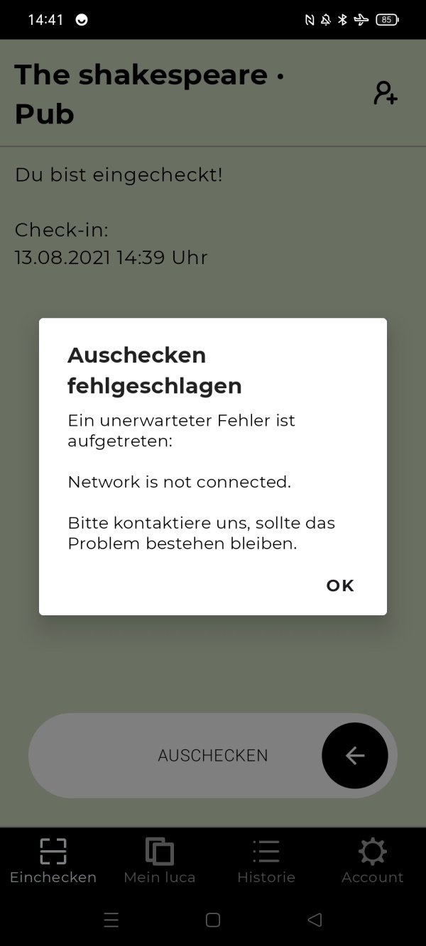luca-app-checkout-fehlgeschlagen