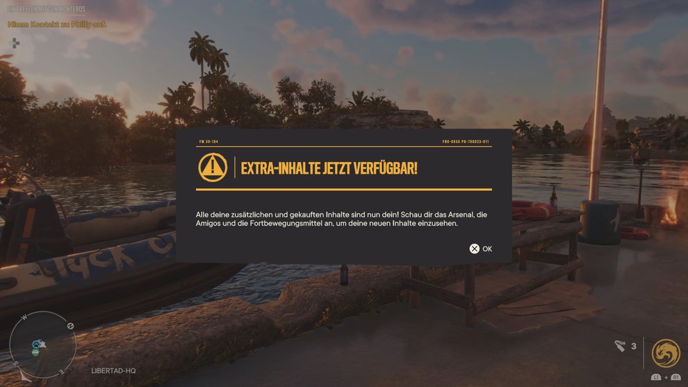 Nach Abschluss der Hauptmission Nach Abschluss der Hauptmission "Die Guerilla" erhaltet ihr Zugriff auf all eure Zusatzinhalte (Far Cry 6).