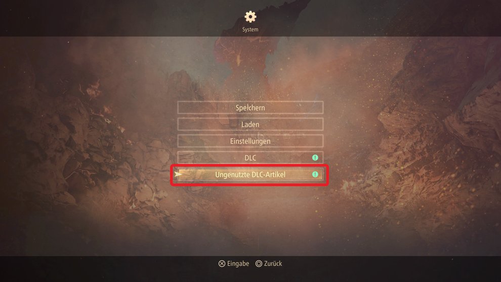 Im Menü Im Menü "Ungenutzte DLC-Artikel" findet ihr die jeweiligen Extrainhalte eurer Edition (Tales of Arise).