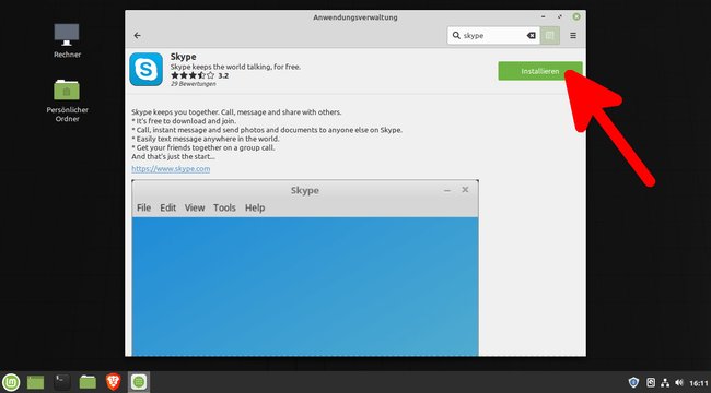 Linux Mint: Hier installiert ihr Skype. Bild: GIGA