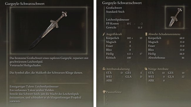 Gargoyle-Schwarzschwert in Elden Ring