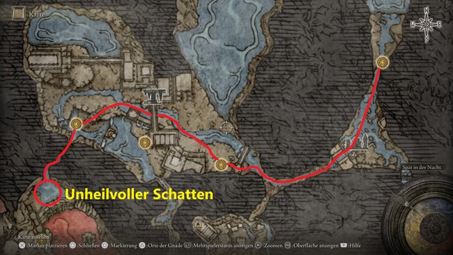Der Weg bis zum unheilvollen Schatten in Ainsel (Quelle: Screenshot GIGA).