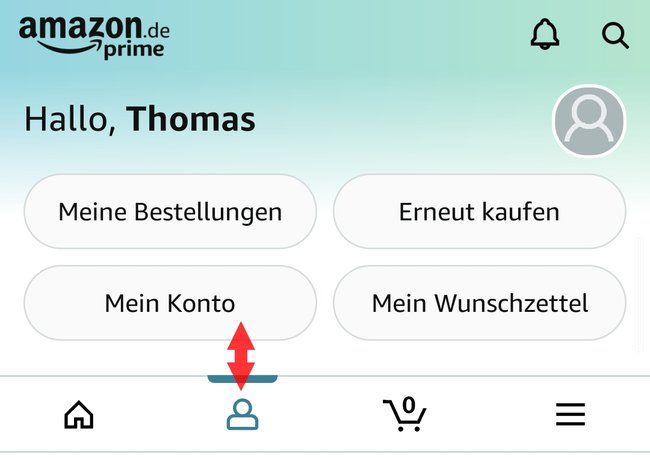Amazon Shopping App Mein Konto
