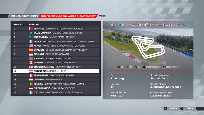 Setup für Österreich in F1 22 (Quelle: Screenshot GIGA).