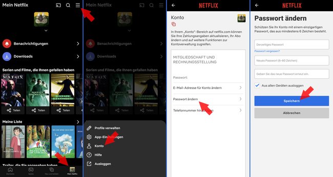 Netflix Passwort aendern App Handy PC Browser