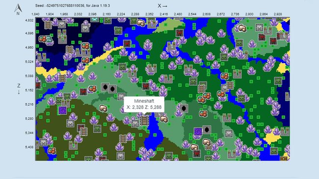 Seedmap von Minecraft auf Chunkbase