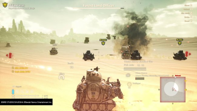 In den Panzerkämpfen müsst ihr euch auch gegen mehrere Panzer zugleich behaupten (Quelle: Bandai Namco).