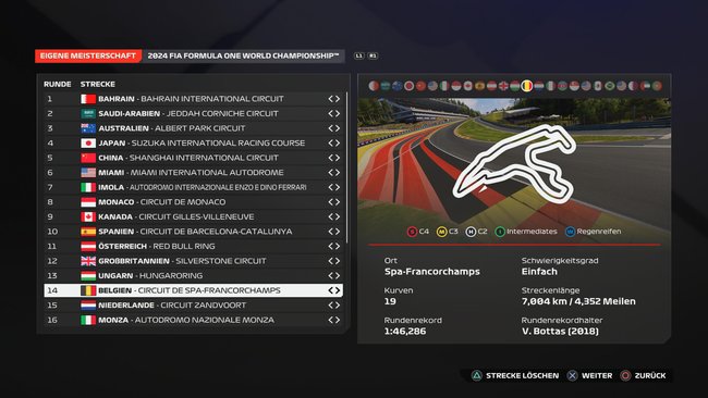 F1 24-Setup: Belgien F1 24-Setup: Belgien