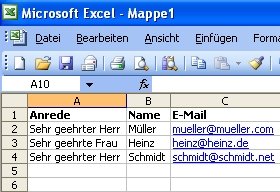 Symbol Empfängerliste