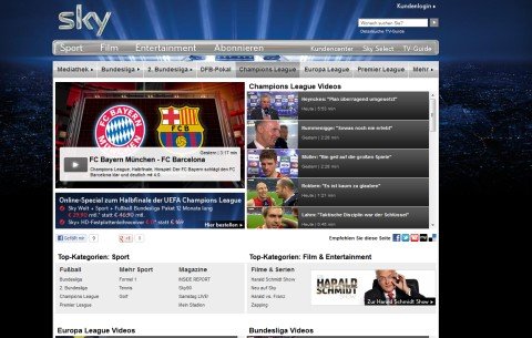 Fußballfans können noch einmal alle Tore der Begegnung FC Bayern München gegen FC Barcelona in der Zusammenfassung bei Sky sehen FC Bayern gegen FC Barcelona Sky Screenshot