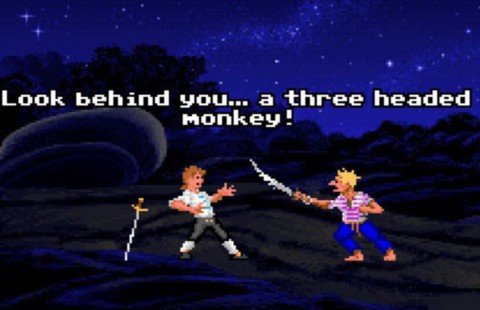 Monkey Island 1 Screenshot Die Abenteuer von Guybrush Threepwood in Monkey Island-Reihe von LucasArts gehören zu den Meilensteinen der PC-Games-Geschichte