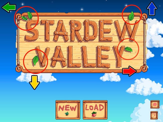 Startmenü für Stardew Valley mit Blättern zum Freischalten des Multiplayer-Modus