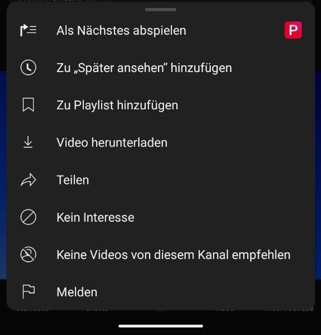 YouTube Screenshot Optionen