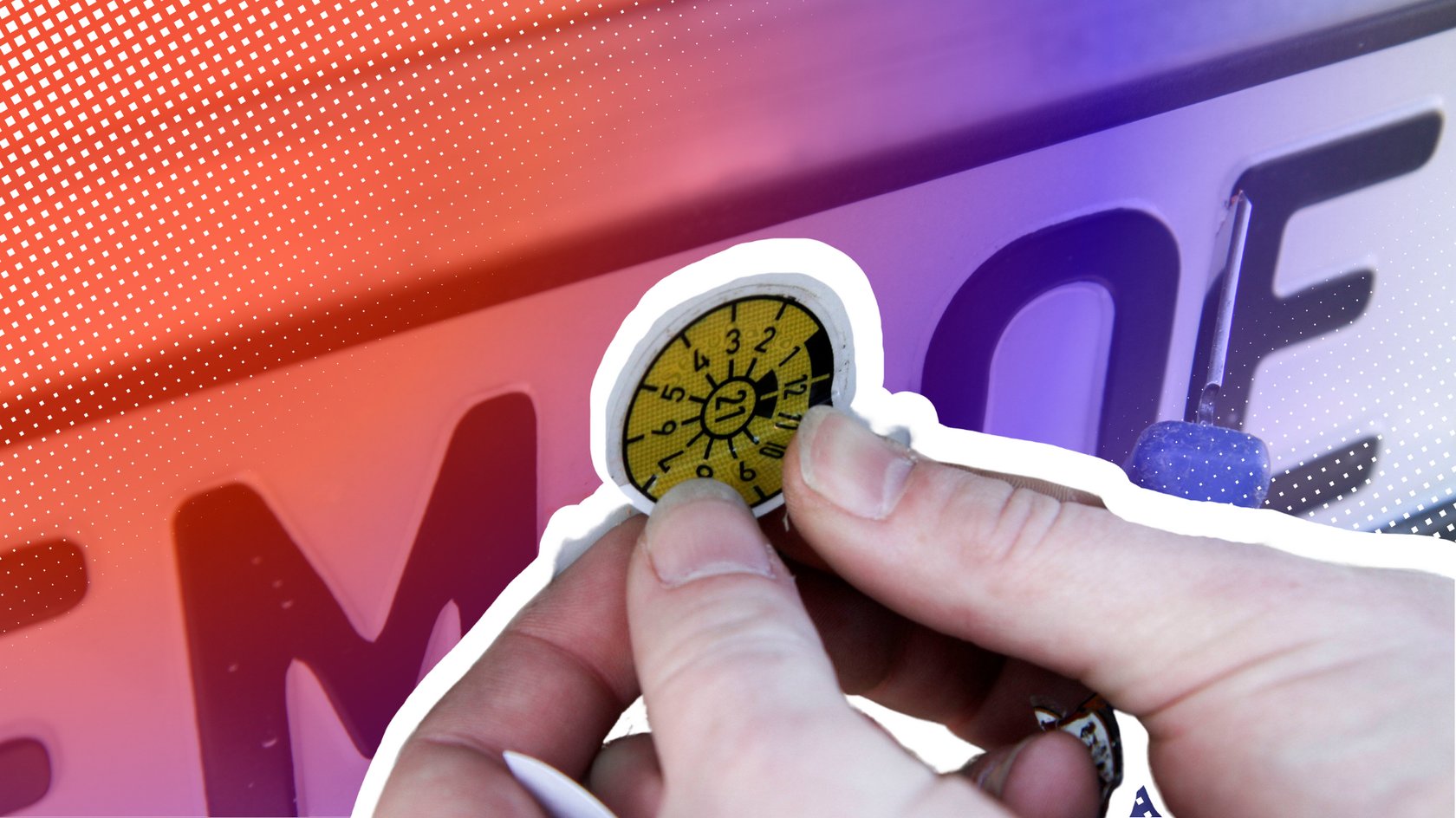 Autokennzeichen mit HU-Plakette (TÜV 2021)