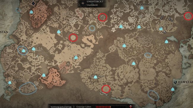 Südlicher Teil der Karte