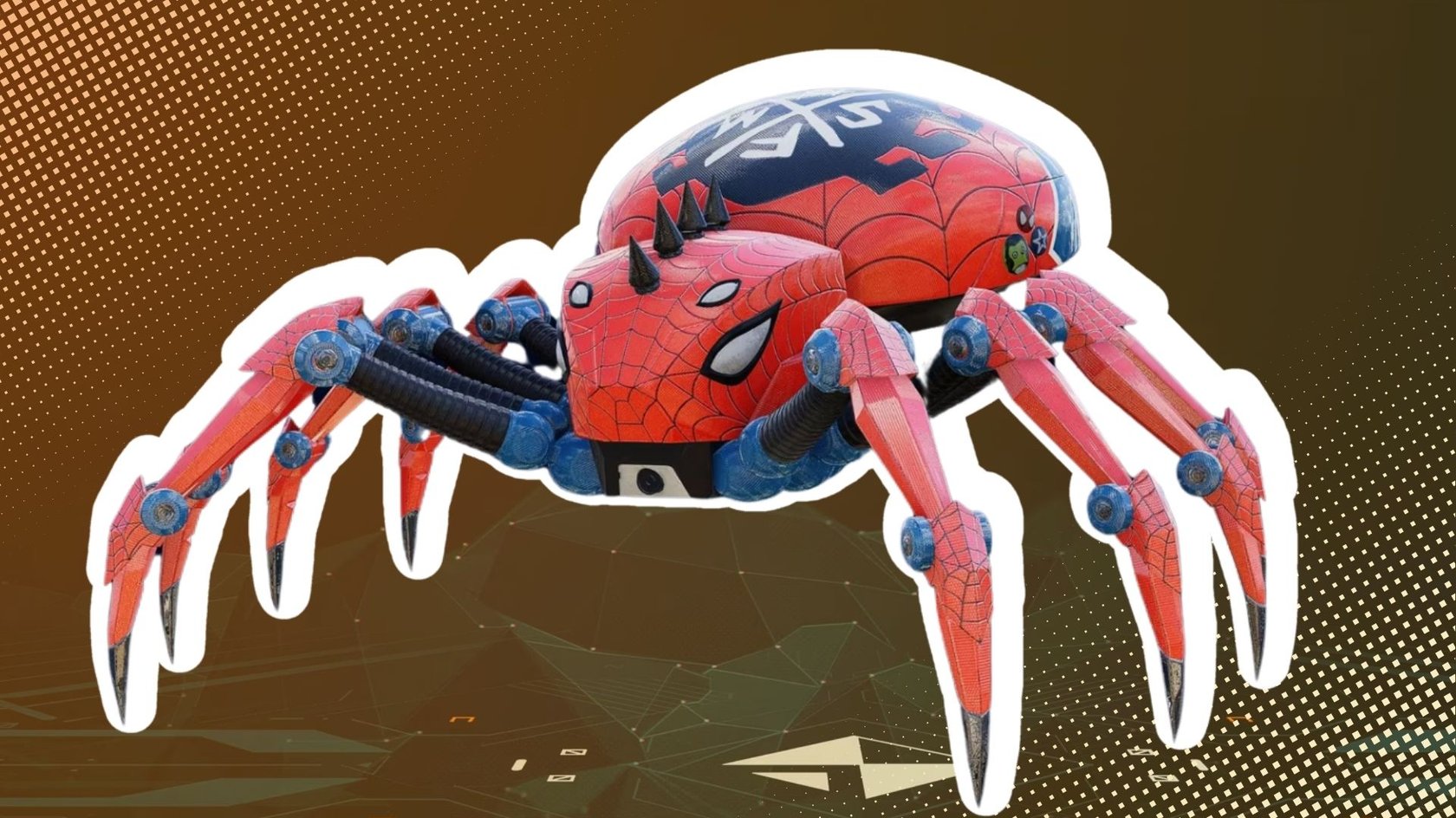 Das Bild zeigt einen Spider-Bot, der weiß umrandet ist.