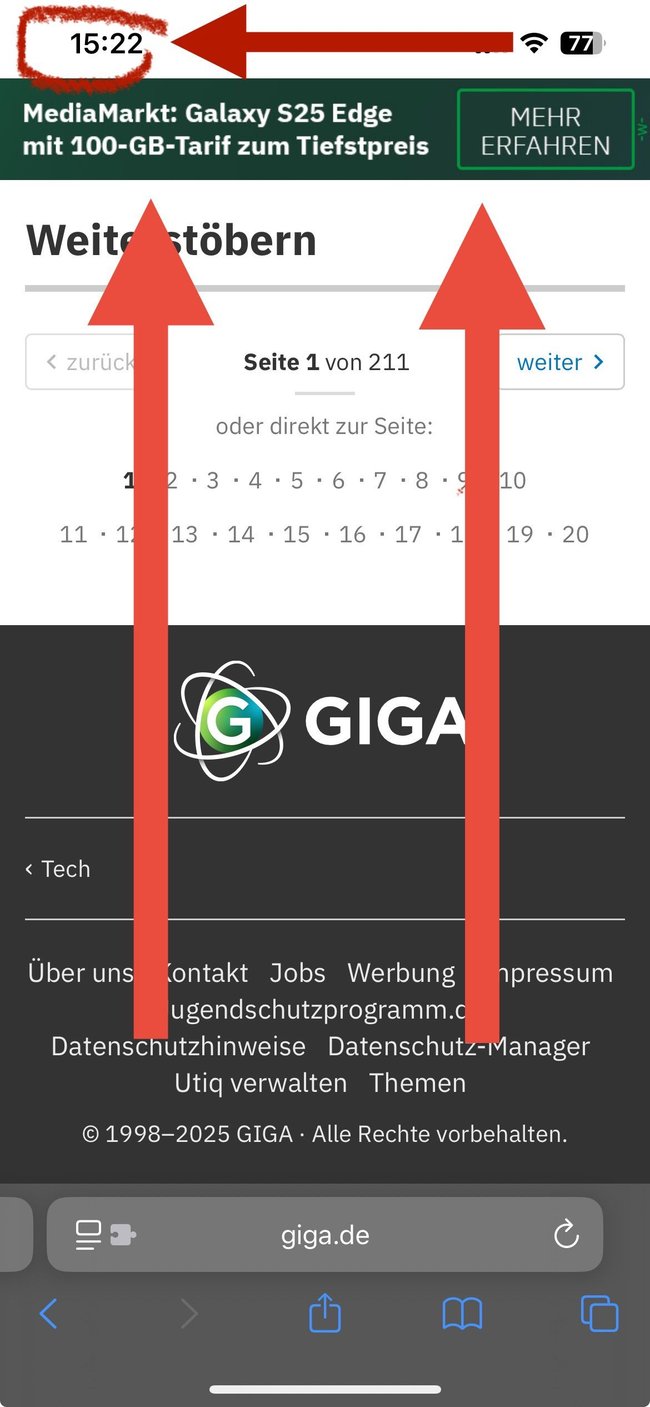 So kürzt man beim Scrollen auf dem iPhone ab.