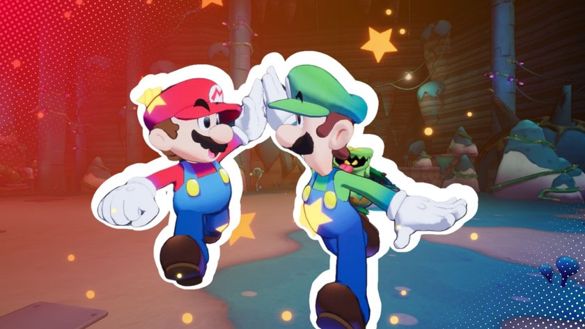 Mario und Luigi klatschen ab in Mario & Luigi: Brothership.