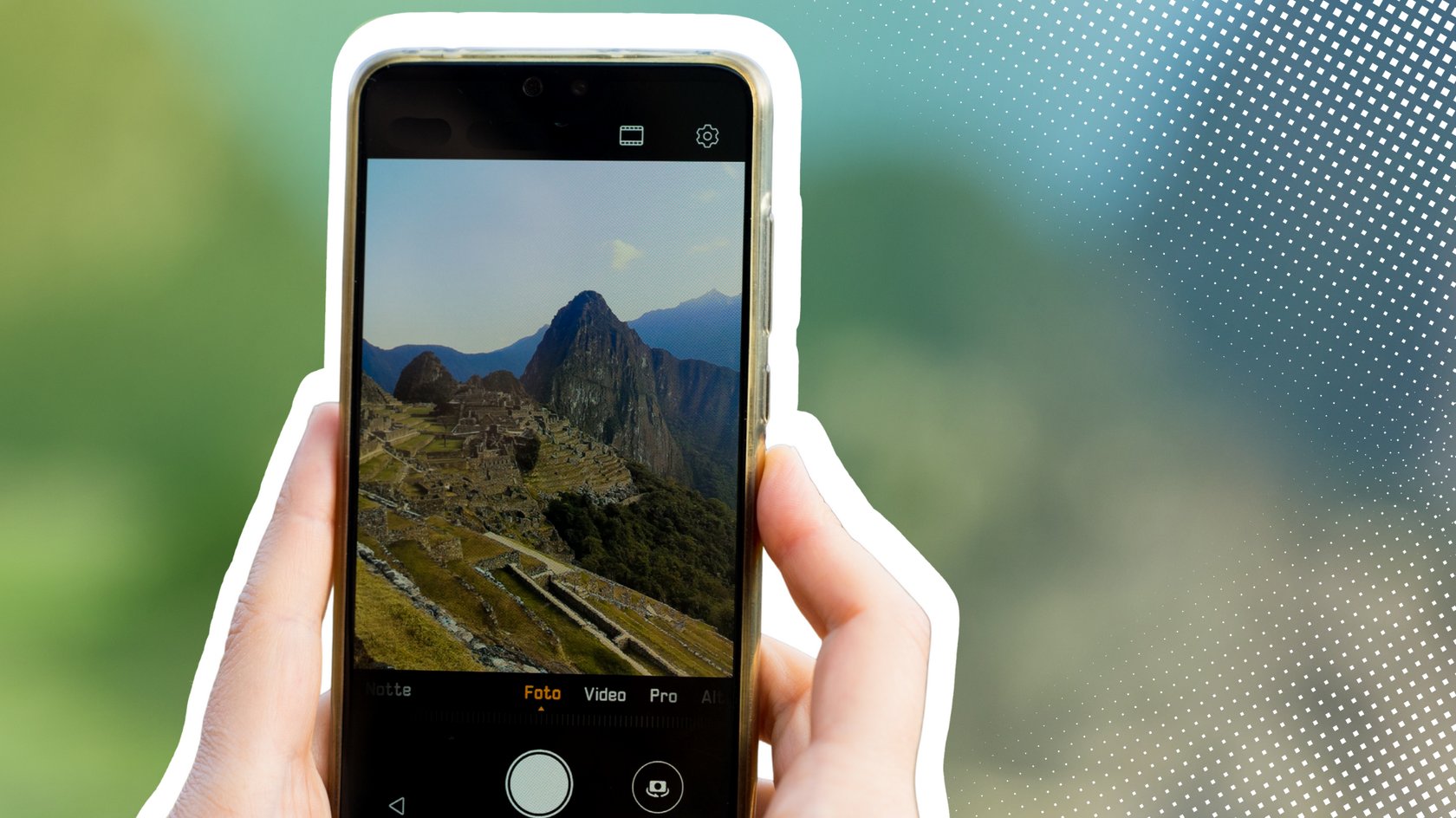 Machu Picchu Foto mit Smartphone