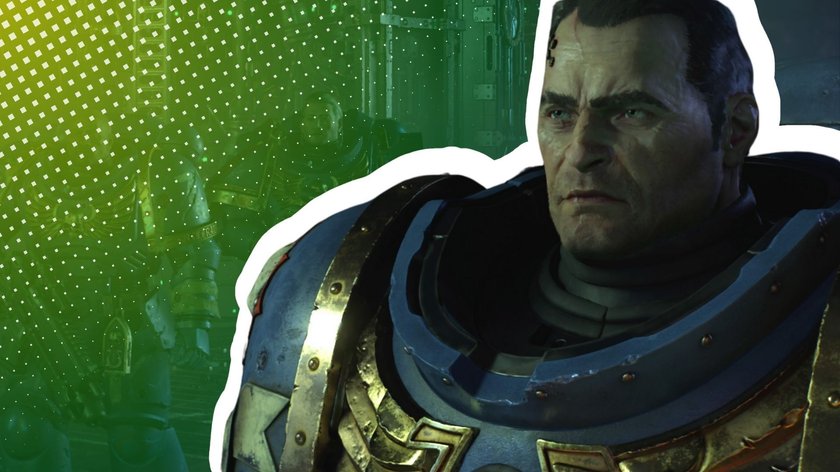 Titus aus Warhammer 40.000: Space Marine 2 vor seinem Trupp.