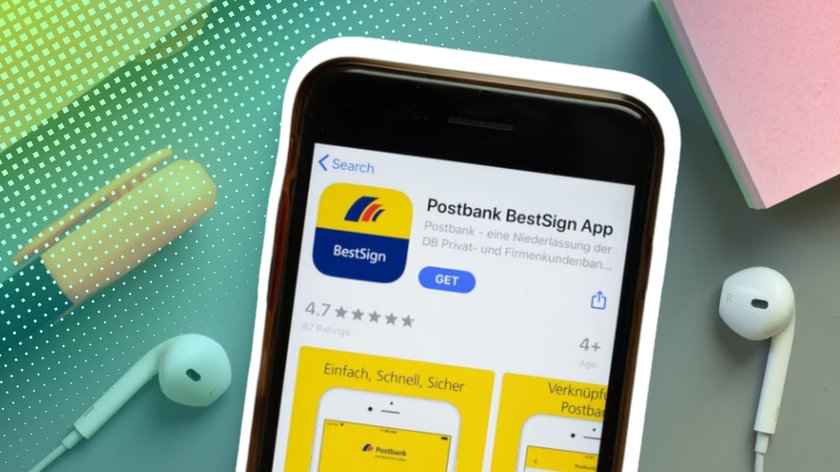 Handy mit der Postbank BestSign App.