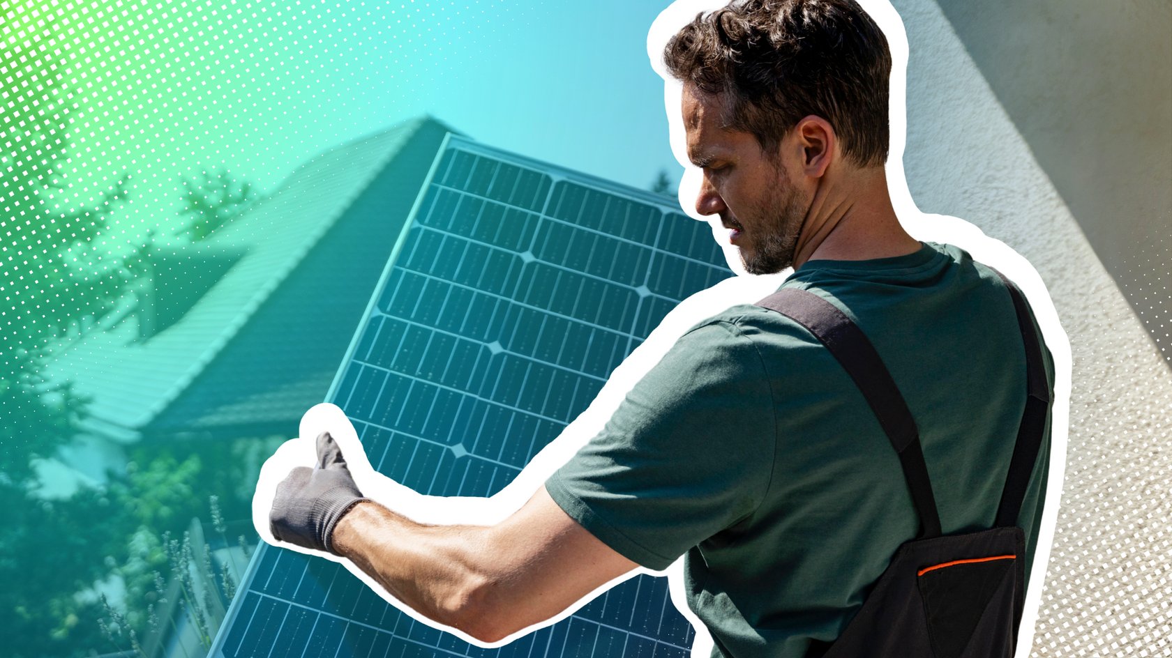 Mann installiert Balkonkraftwerk