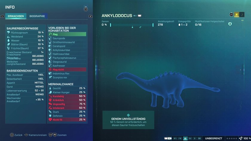 Infos zum Ankylodocus Pflanzenfresser-Dino in Jurassic World Evolution 3