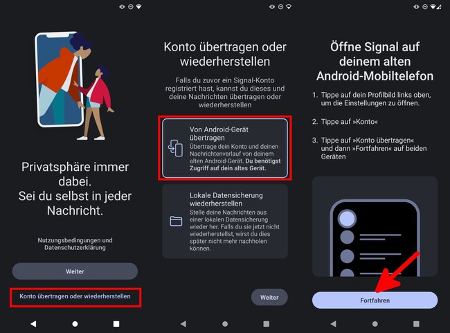 Auf neuem Handy: Tippt hier, um die Chat-Übertragung vorzubereiten.