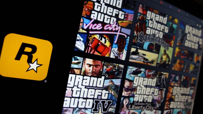 Mehrere Cover verschiedener GTA-Spiele auf einem Bildschirm.