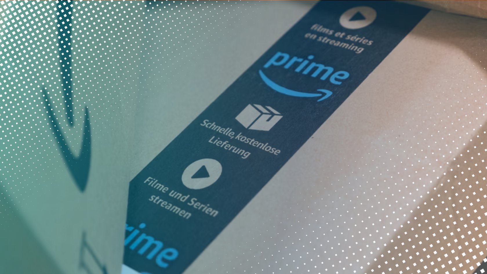 Amazon Karton mit Prime Klebeband.
