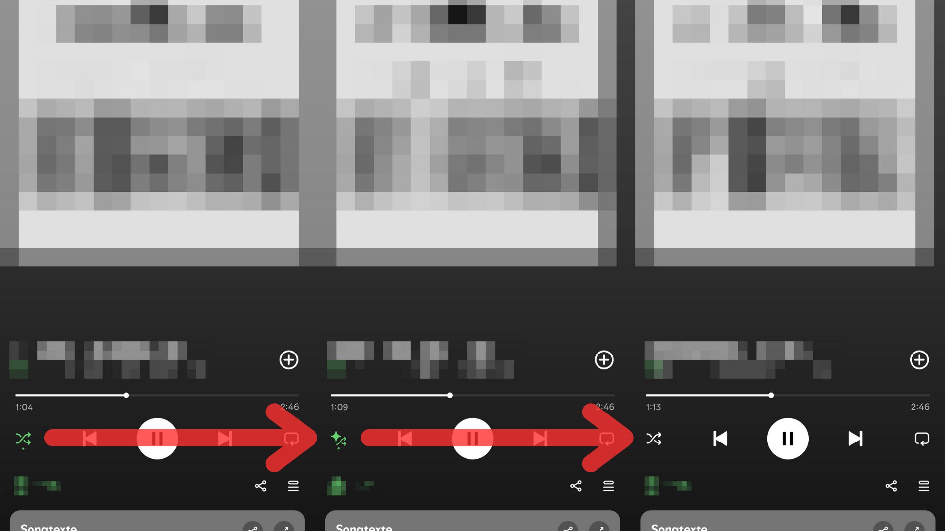 Sobald das Shuffle-Symbol grau angezeigt wird, ist die Zufallswiedergabe deaktiviert