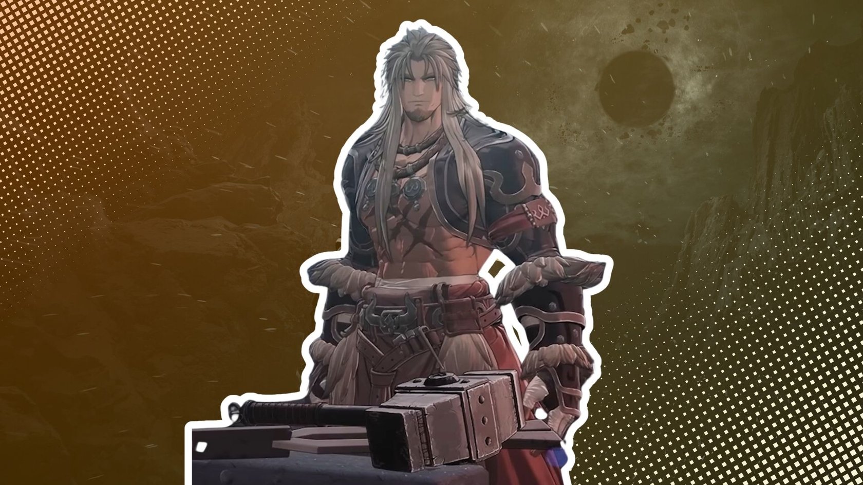 Das Bild zeigt den Schmied aus The First Berserker: Khazan. Er ist weiß umrandet und hervorgehoben.