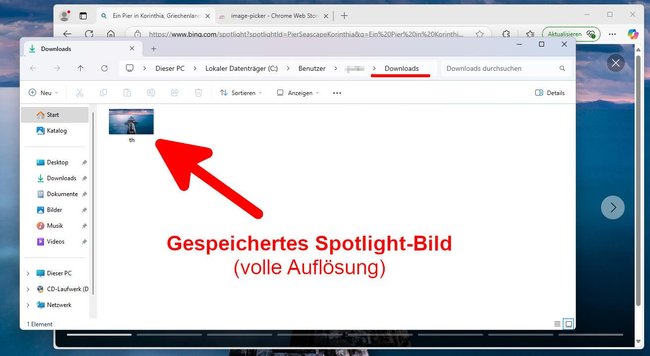 Gespeichertes Spotlight-Hintergrundbild.