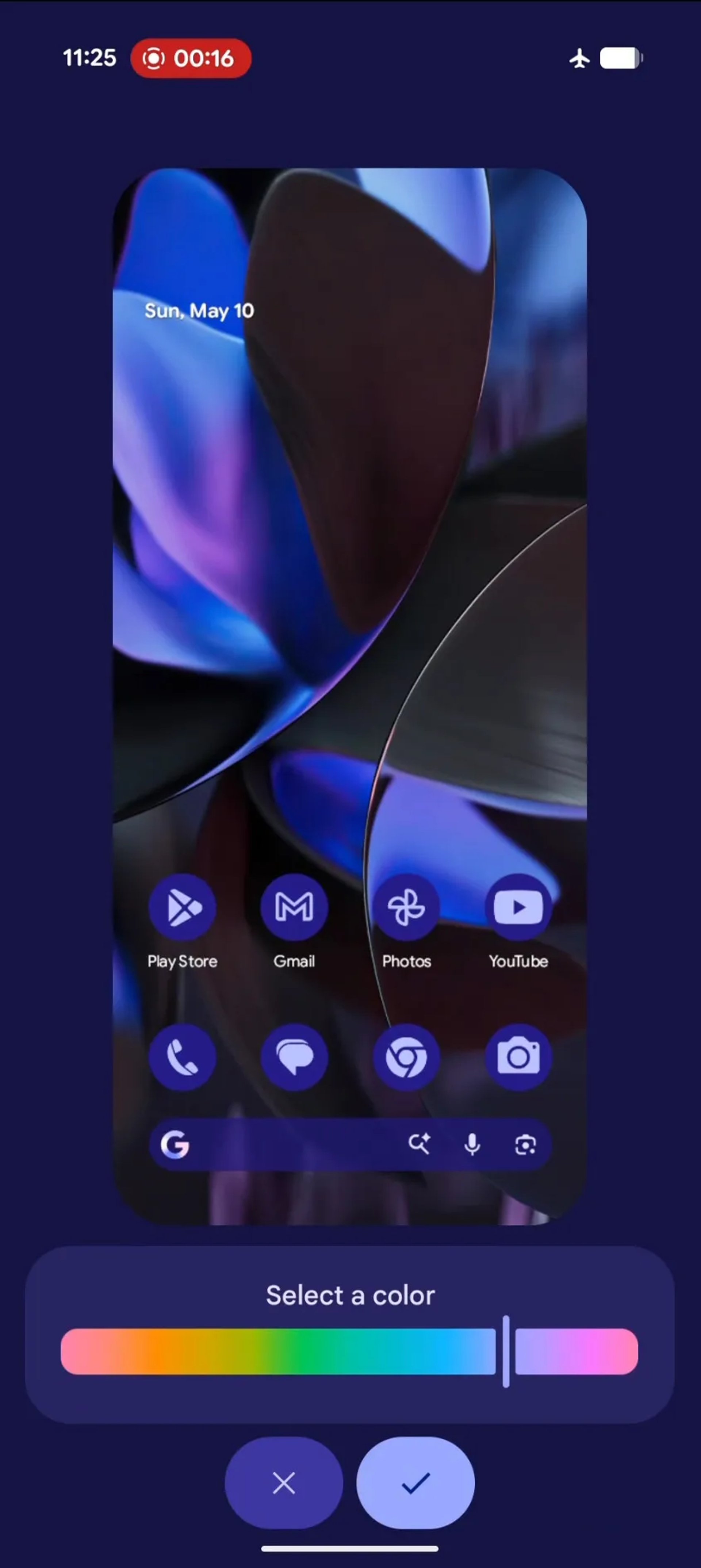 Скриншот настроек, демонстрирующий новые возможности выбора цветов в Android 17.