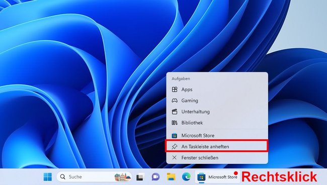 Windows 11: So könnt ihr ein Programm an die Taskleiste anheften.