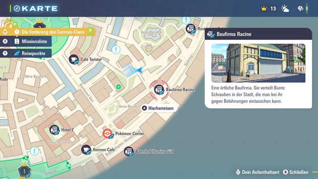 Standort der Baufirma Racine in Pokémon-Legenden Z-A.