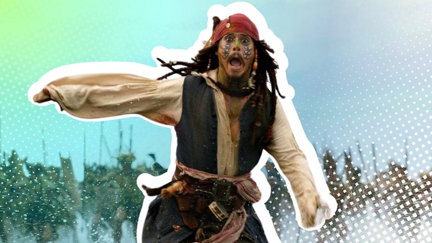 Johnny Depp als Jack Sparrow in Fluch der Karibik.