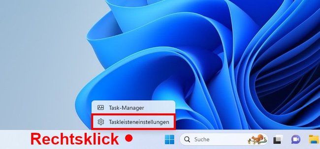 Öffnet per Rechtsklick die Taskleisteneinstellungen.