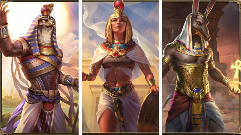 Re, Isis und Seth sind die Götter der Ägypter in Age of Mythology: Retold. 