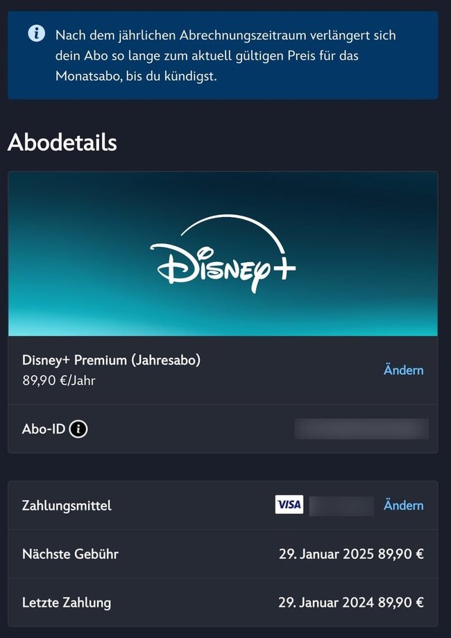 Verwirrende Abodetails bei Disney+.