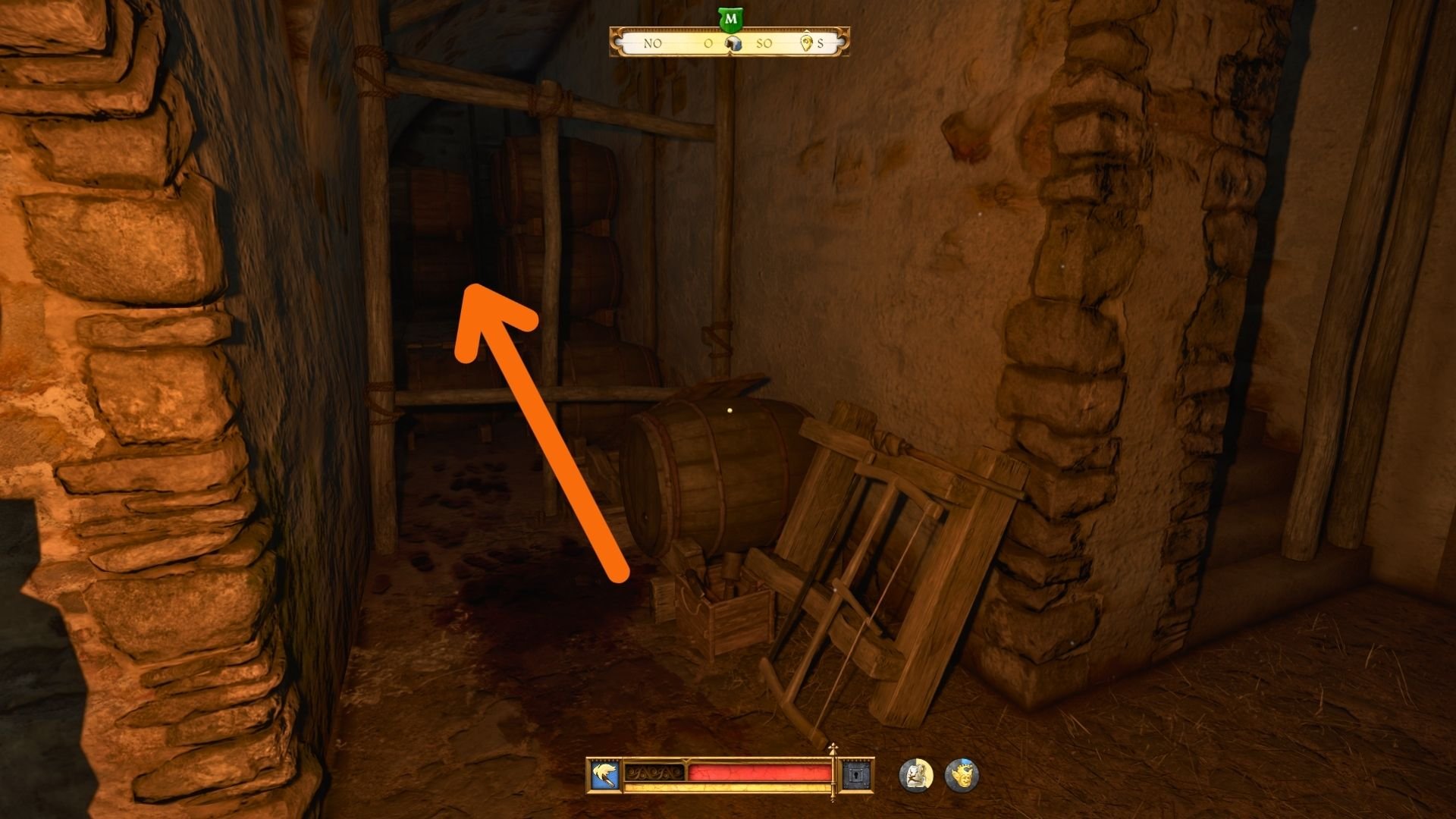 Run through this hallway next to the stairs to the hidden scriptorium.