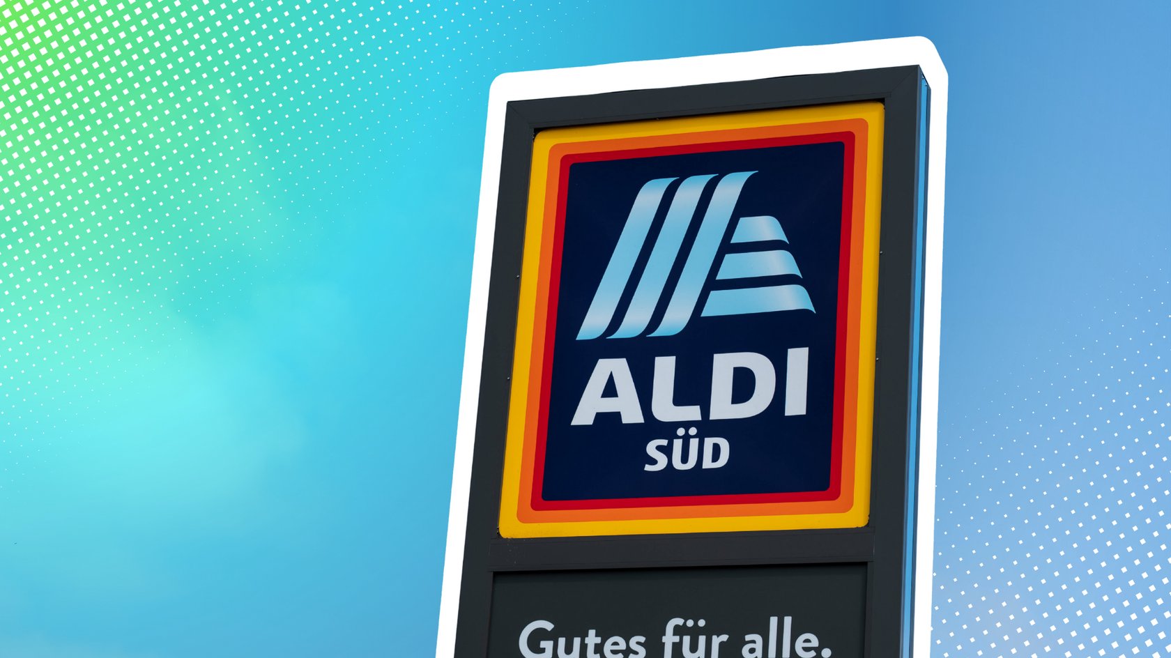Aldi Süd Logo vor blauem Himmel