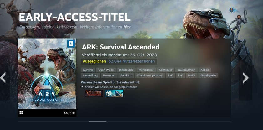 Eine Shop-Übersicht auf Steam zum Thema Early Access